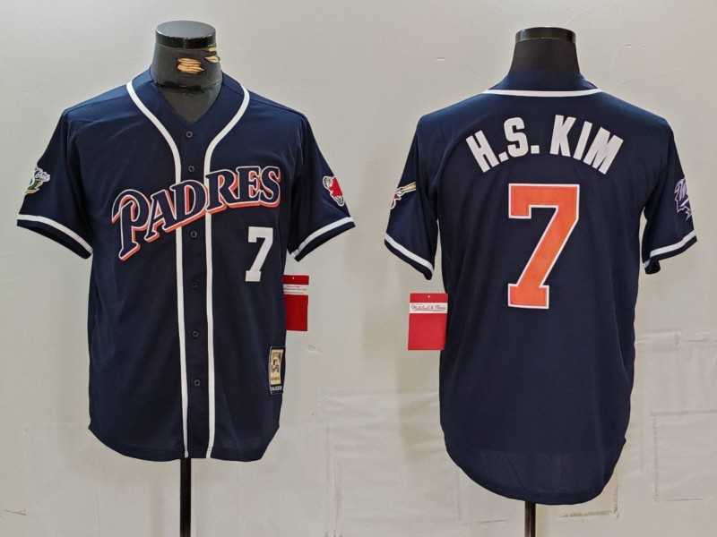 Men%27s San Diego Padres #7 Ha Seong Kim Navy Player Number Cooperstown Cool Base Jersey->san diego padres->MLB Jersey